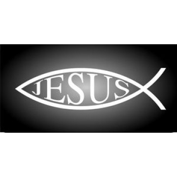 White Jesus Fish Photo License Plate 