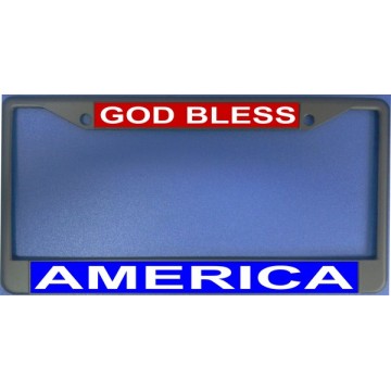 God Bless America Chrome License Plate Frame