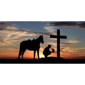 Praying Cowboy Photo License Plate 