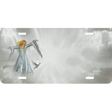 Angel With Wreath Blue License Plate 