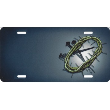 Crown of Thorns Airbrush License Plate 