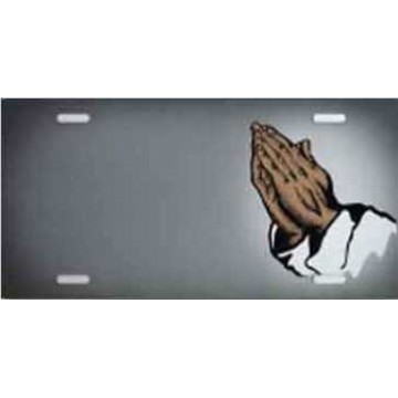Praying Hands on Gray Airbrush License Plate 