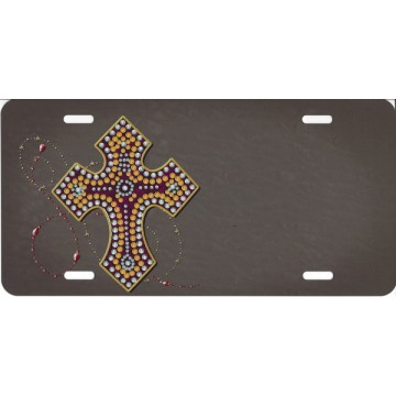 Offset Bling Cross License Plate 