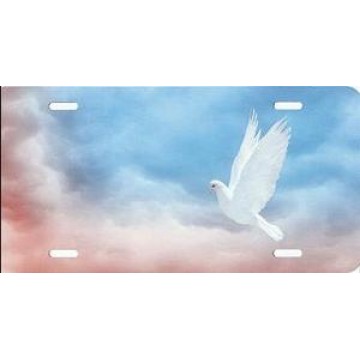 Dove In Clouds License Plate 