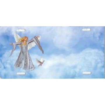 Angel Offset in Clouds License Plate 