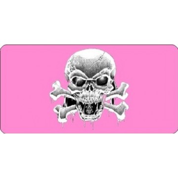 Centered Dripping Skull On Pink Photo License Plate
