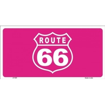 Route 66 Hot Pink Metal License Plate 