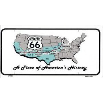 Route 66  A Piece Of America's History Metal License Plate 