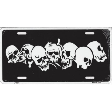 Skulls Metal License Plate 