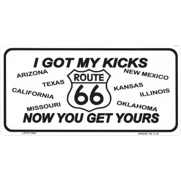 Route 66 I Got My Kicks Photo License Plate 