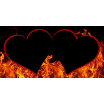 Red Hearts With Flames Photo License Plate 
