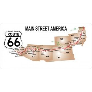 Main Street America Route 66 Photo License Plate 