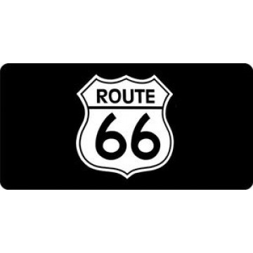 Route 66 On Black Photo License Plate 