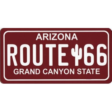 Route 66 Red Photo License Plate 