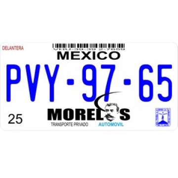 Mexico Morelos Photo License Plate