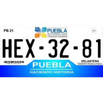 Mexico Puebla Photo License Plate