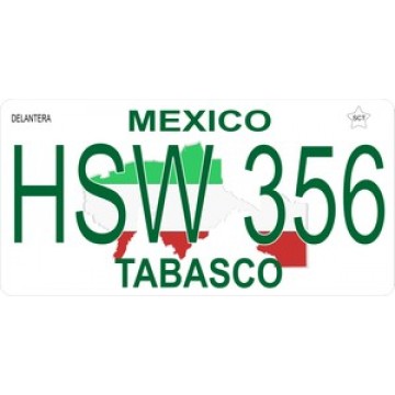 Mexico Tabasco Photo License Plate 