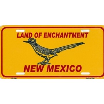 New Mexico Land Of Enchantment With Roadrunner Metal License Plate