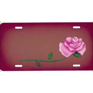 Red Rose on Redish Airbrush License Plate 