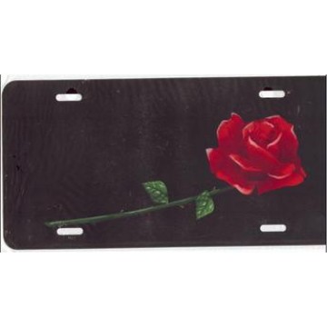 Red Rose Offset License Plate 