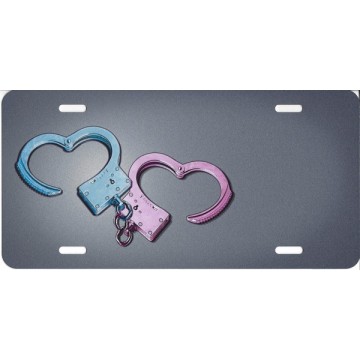 Offset His And Hers Handcuffs License Plate