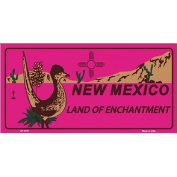 New Mexico Land Of Enchantment Pink Metal License Plate 