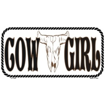 Cowgirl Cow Skull Metal License Plate