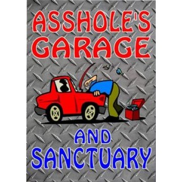 Asshole's Garage And Sanctuary Parking Sign 