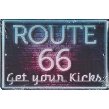 Route 66 Neon Metal Parking Sign 
