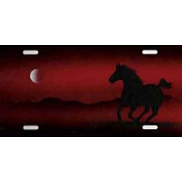 Horse Running Burgundy License Plate 