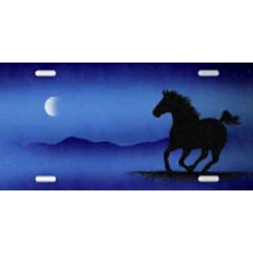 Horse Running Blue License Plate 