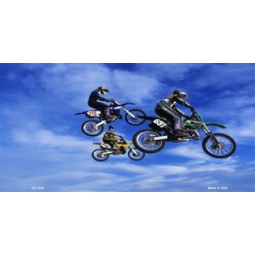 Motorcross Riders With Clouds Metal License Plate 