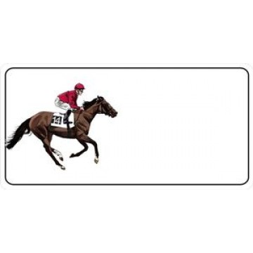 Jockey Offset On White Photo License Plate 