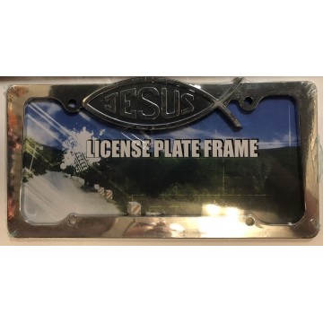 Jesus Chrome Fish License Plate Frame 