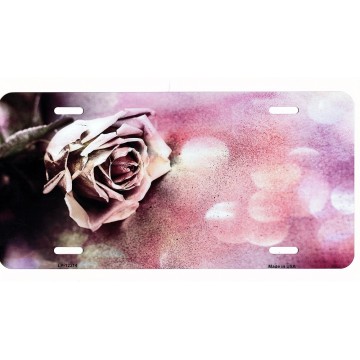 Watercolor Faded Rose Metal License Plate