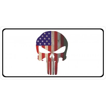 Punisher U.S. Flag Skull Photo License Plate