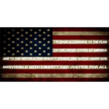 The Pledge Of Allegiance On U.S. Flag Photo License Plate