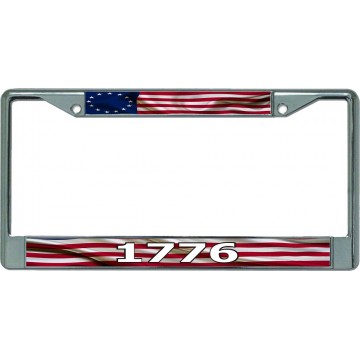 Betsy Ross 1776 Flag Chrome License Plate Frame