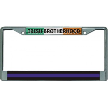 Irish Brotherhood Thin Blue Line Chrome License Plate Frame