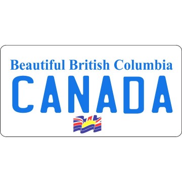 British Columbia Canada Photo License Plate