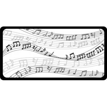 Music Notes On White Photo License Plate
