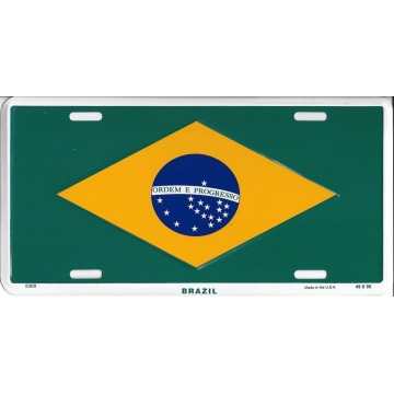 Brazil Flag Metal License Plate 
