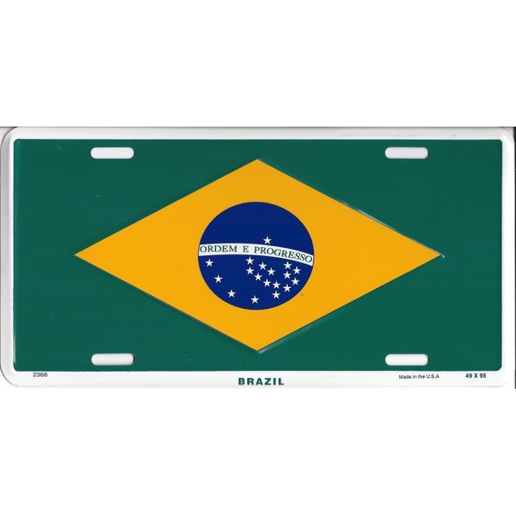 Brazil Flag Metal License Plate 