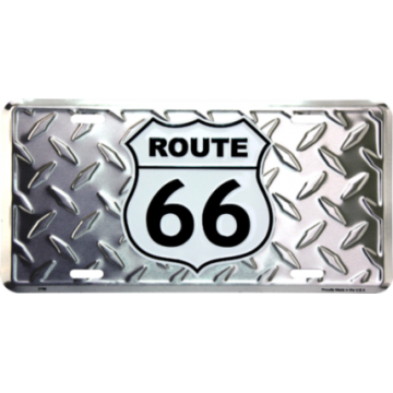Route 66 Logo Diamond Plate Novelty License Plate