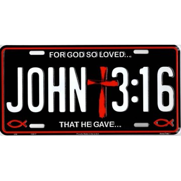 John 3:16 For God So Loved Metal License Plate