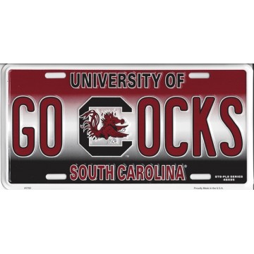 South Carolina Gamecocks GO COCKS Metal License Plate 