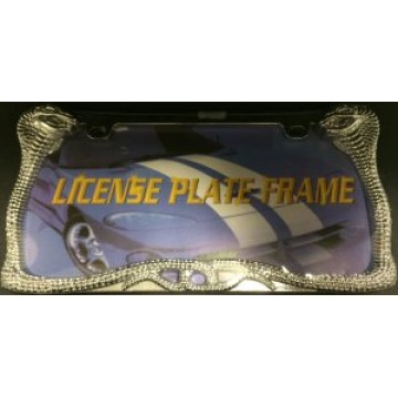 Twin Cobra Chrome License Plate Frame 