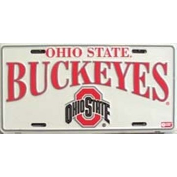 Ohio State Buckeyes White License Plate  