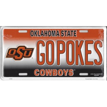 Oklahoma State Cowboys GOPOKES Metal License Plate 