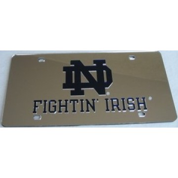 Notre Dame Fighting Irish On Silver Laser License Plate 